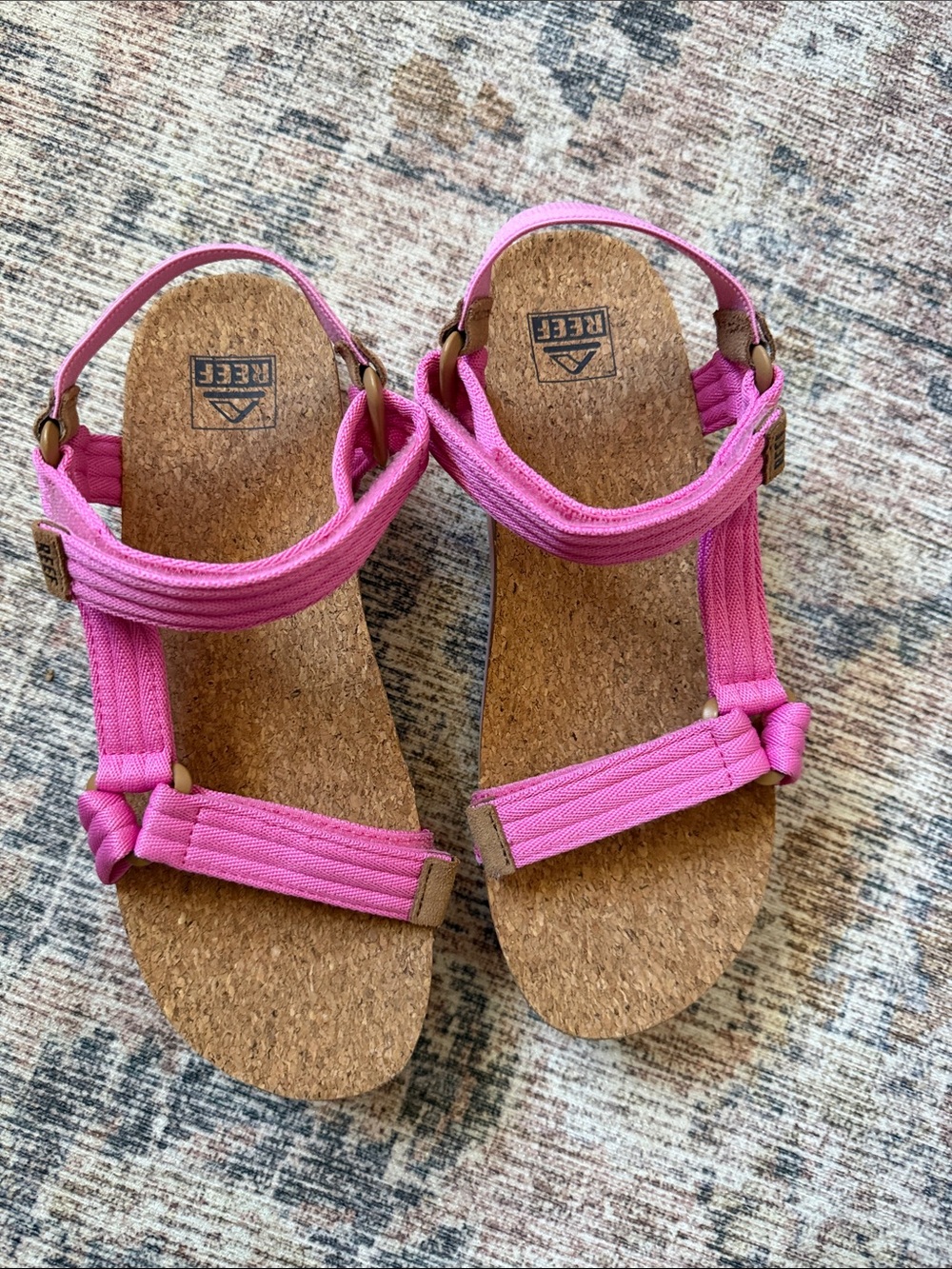 Reef Womens Pink Cork-Style Strap Sandals